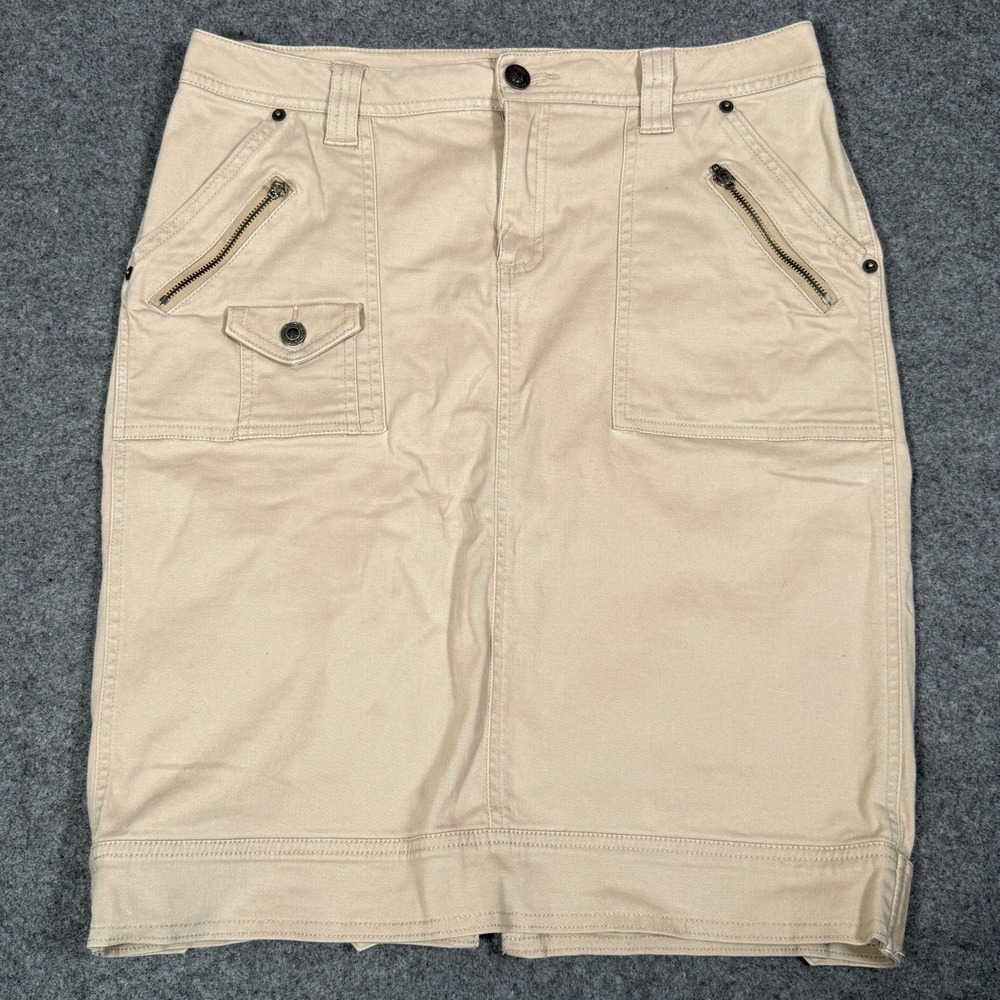 Butterfly Stretch Khaki Cargo Utility Pencil Skirt Tan Size 10 RN 72882